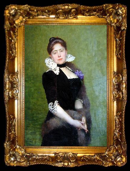 framed  Weerts Jean Joseph Portrait of a Lady, ta009-2